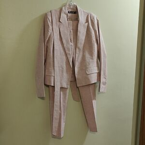 New York & Company Light Pink Blazer with Ankle length Pants and matching belt